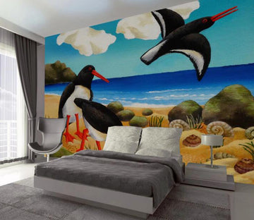 3D Serene Beach 404 Wall Murals