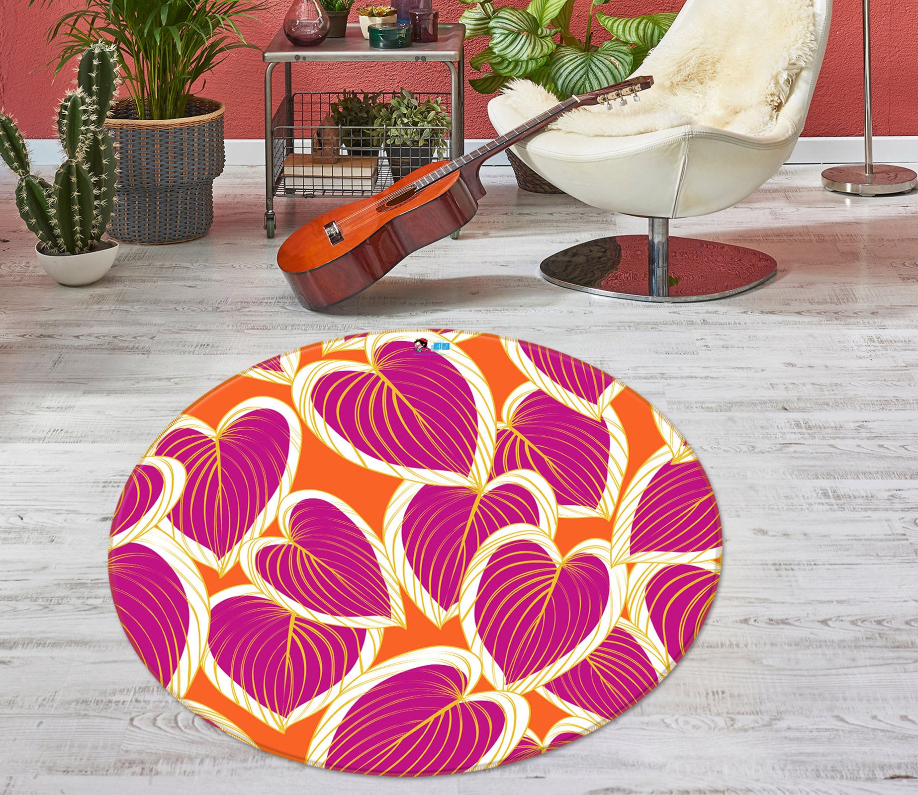 3D Heart Pattern 10505 Kashmira Jayaprakash Rug Round Non Slip Rug Mat