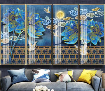 3D Lotus Crane WC2261 Wall Murals