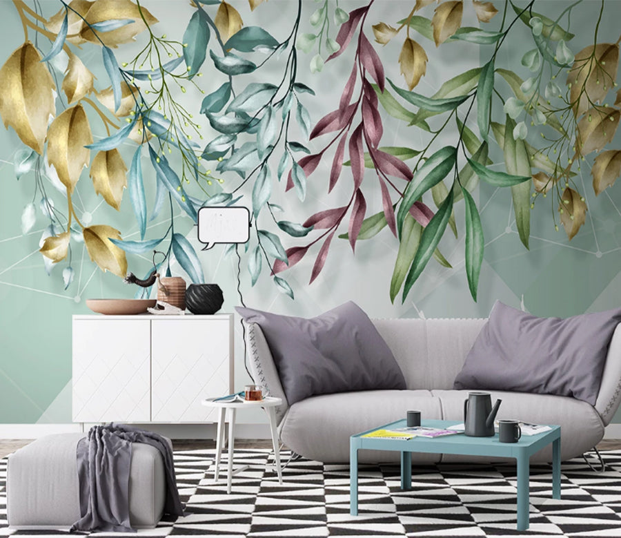 3D Colored Leaves WC2363 Wall Murals