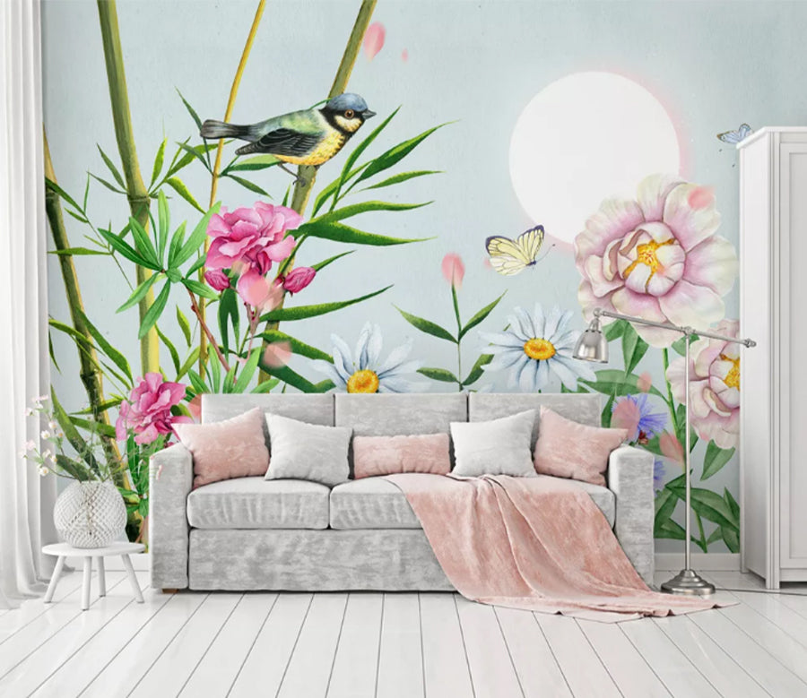 3D Moon Butterfly Bird WC2151 Wall Murals