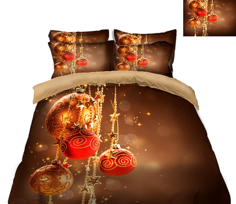 3D Red Ball 32057 Christmas Quilt Duvet Cover Xmas Bed Pillowcases