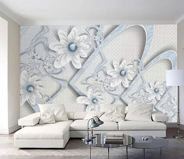 3D White Bead Flower WC216 Wall Murals