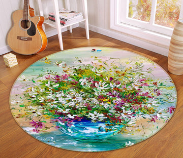 3D Beautiful Bouquet 873 Skromova Marina Rug Round Non Slip Rug Mat