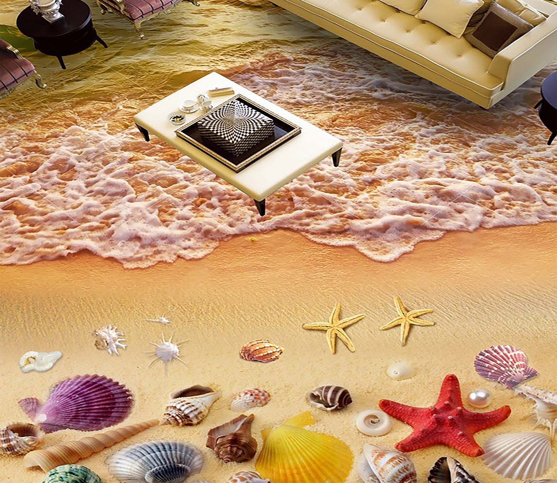 3D Beach Shell WG291 Floor Mural Wallpaper AJ Wallpaper 2 