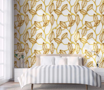 3D Deep Golden Beautiful Leaves 2293 Wall Murals