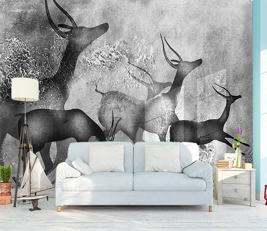 3D Shadow Deer WG314 Wall Murals