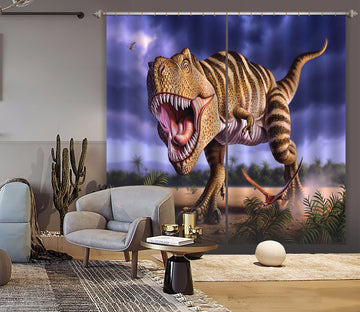 3D Fierce Dinosaur 056 Jerry LoFaro Curtain Curtains Drapes