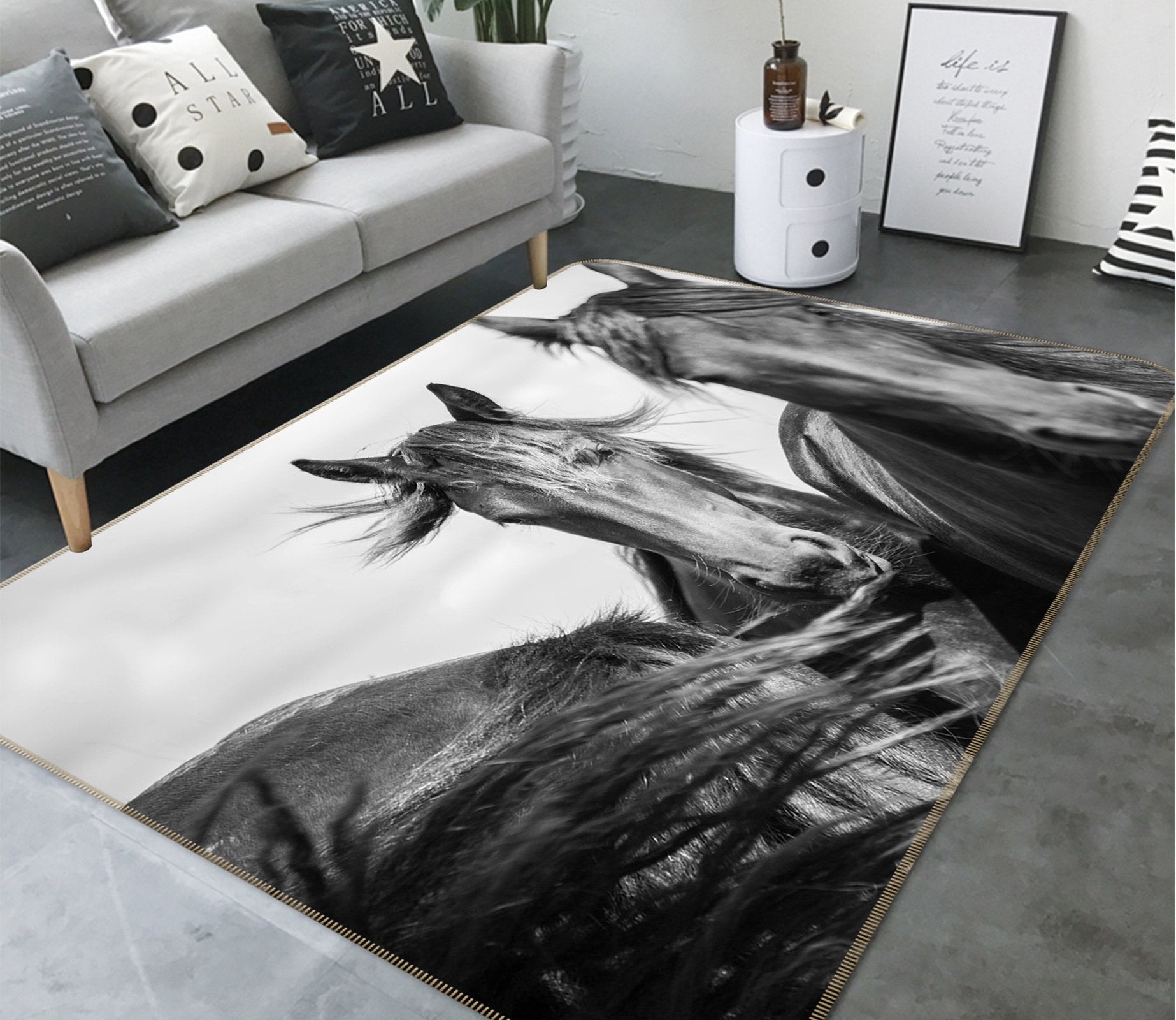 3D Two Horses 598 Animal Non Slip Rug Mat Mat AJ Creativity Home 