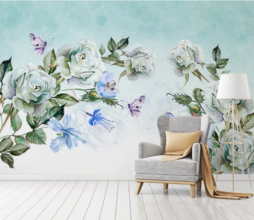 3D Green Rose WC1817 Wall Murals