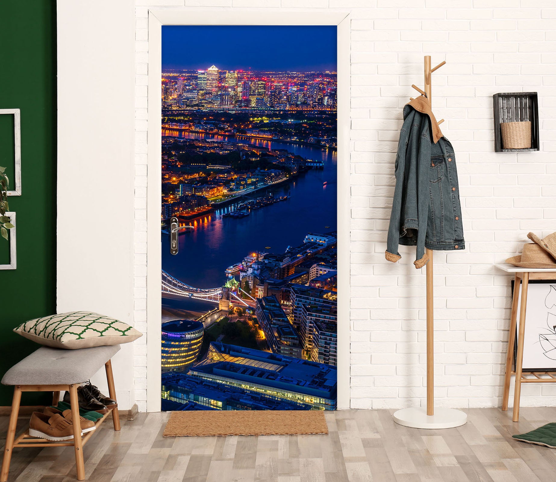 3D City River Night View 11990 Marco Carmassi Door Mural