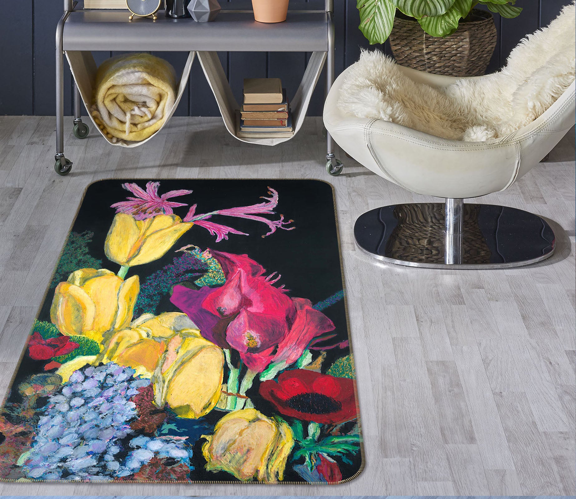 3D Colorful Garden 3044 Allan P. Friedlander Rug Non Slip Rug Mat