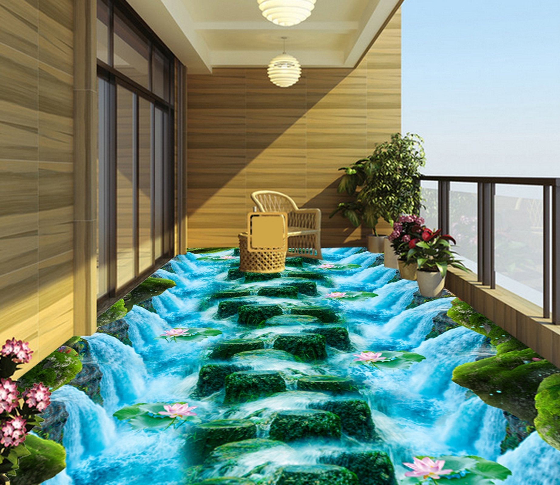 3D Water Flower WG463 Floor Mural Wallpaper AJ Wallpaper 2 