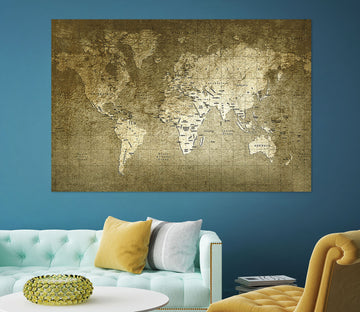 3D Seven Oceans 128 World Map Wall Sticker