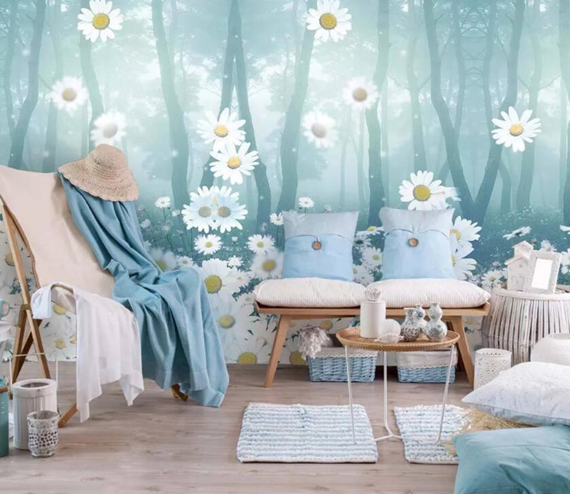 3D Daisy Forest WC46 Wall Murals Wallpaper AJ Wallpaper 2 