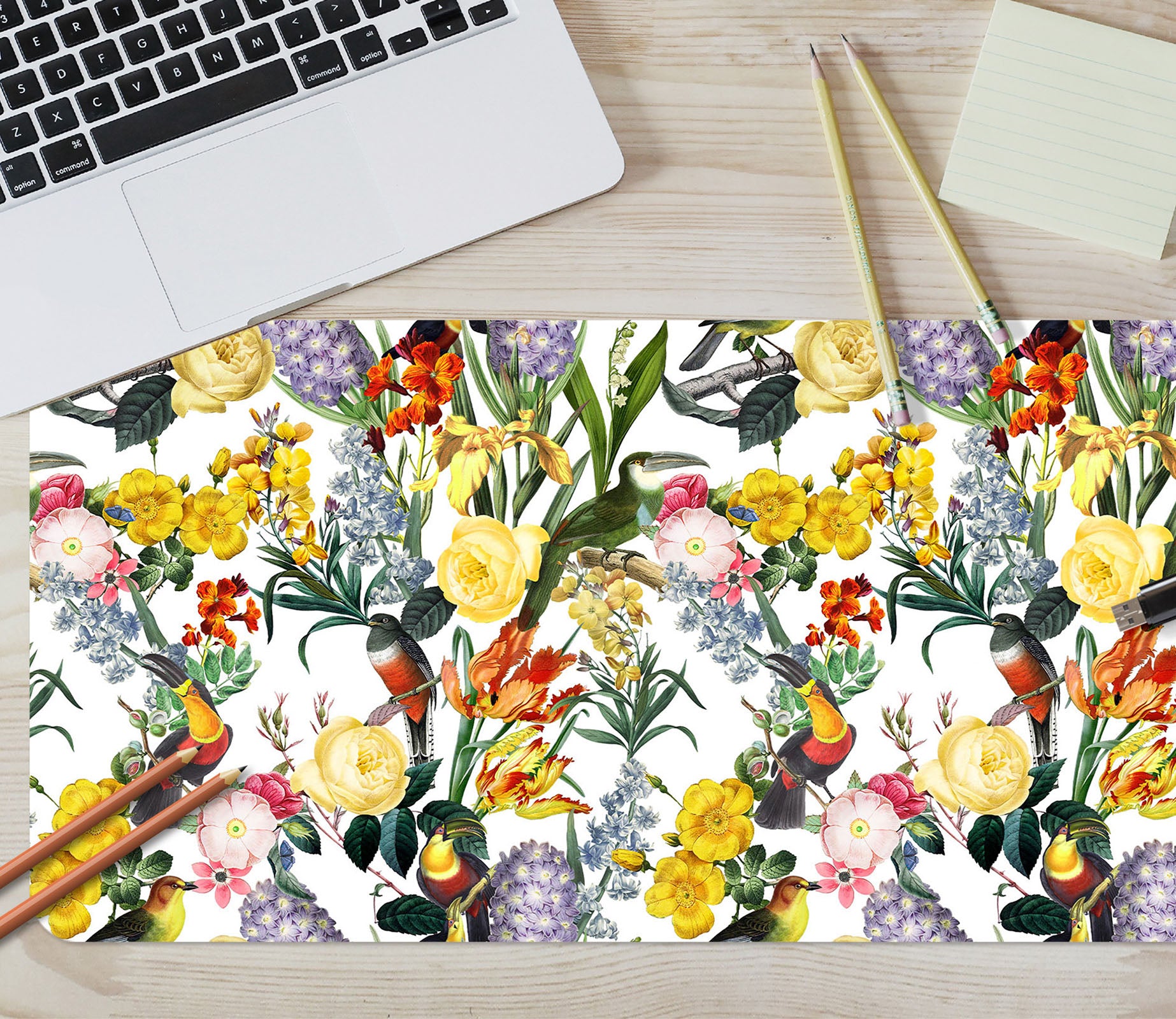 3D Color Flower Bush Bird 120182 Uta Naumann Desk Mat