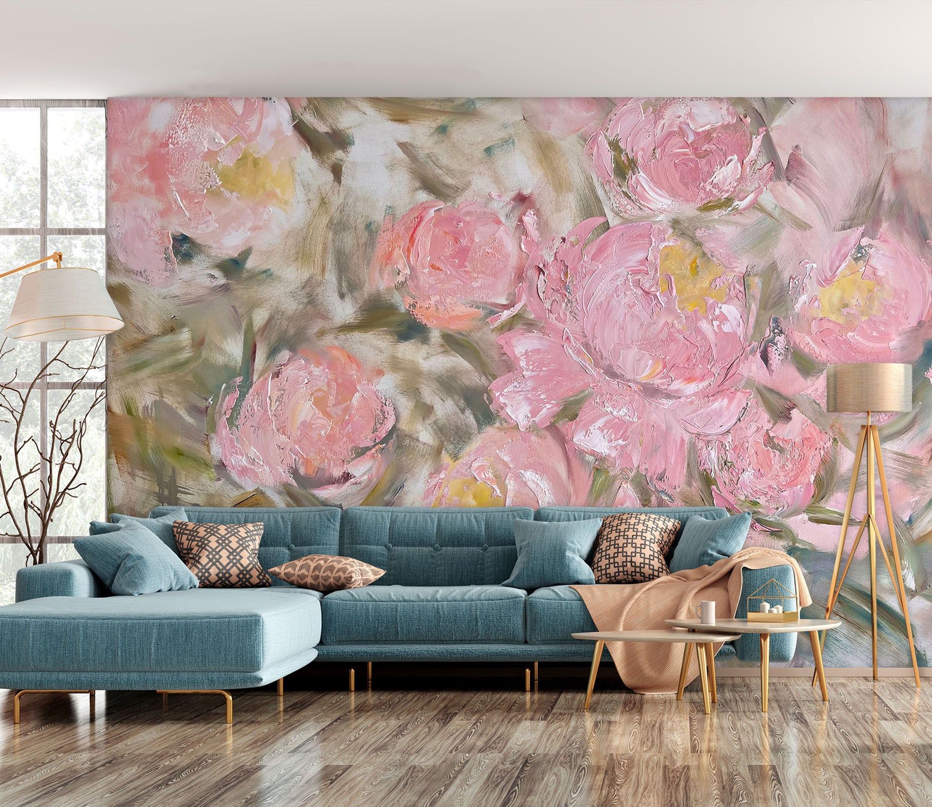 3D Painted Pink Flowers 3102 Skromova Marina Wall Mural Wall Murals