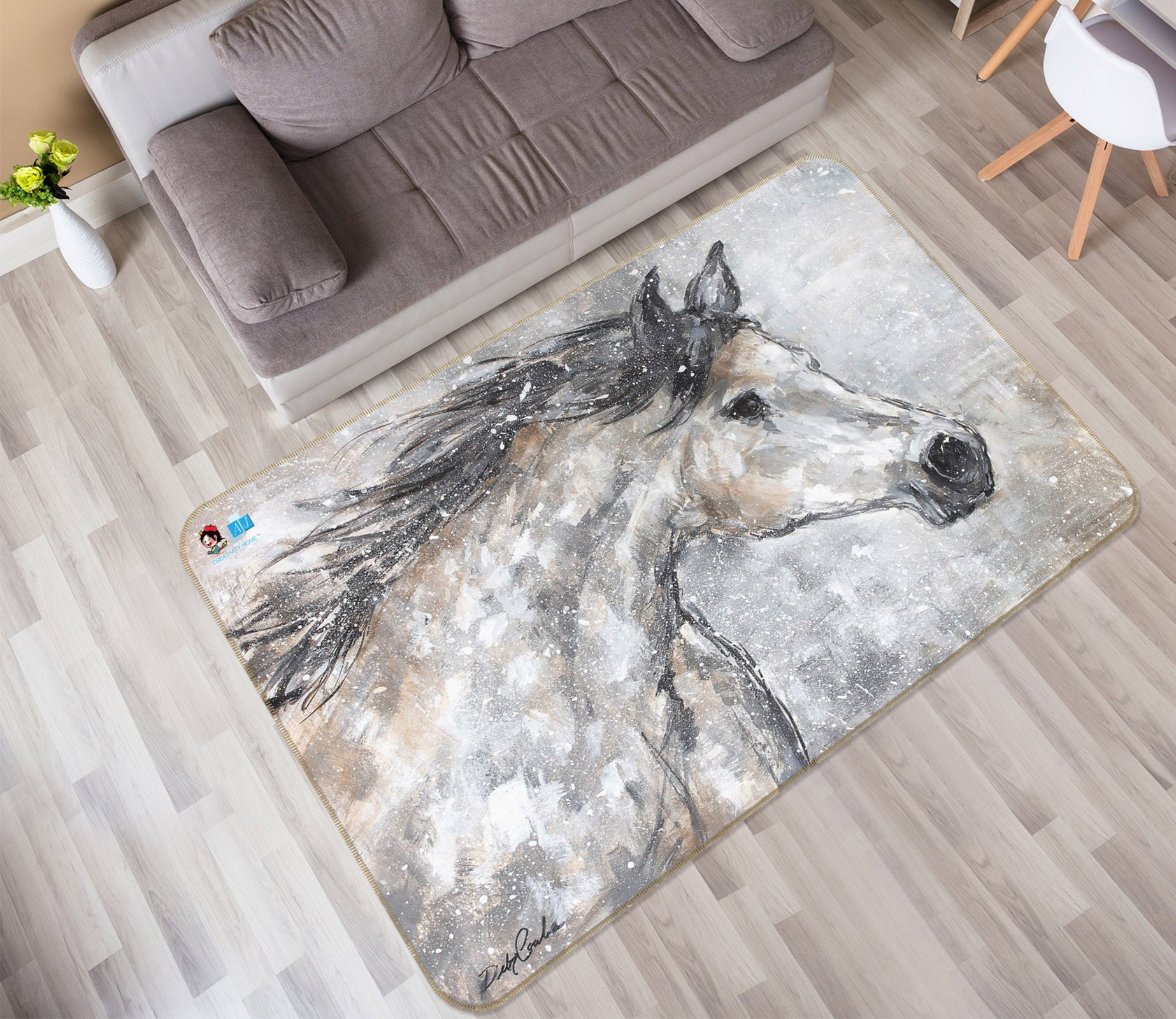 3D Horse Painting 0169 Debi Coules Rug Non Slip Rug Mat