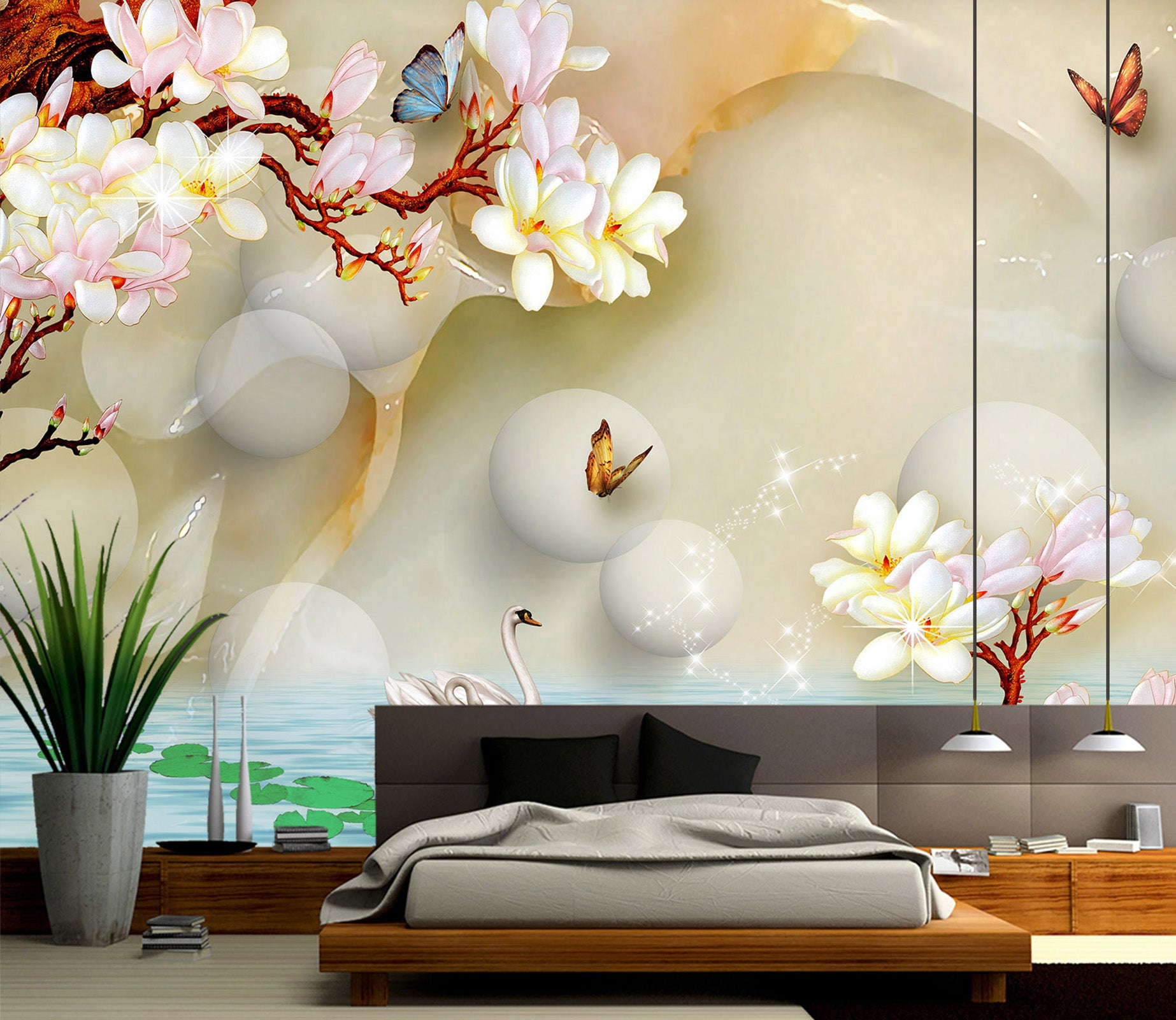 3D Branch Flower 1483 Wall Murals