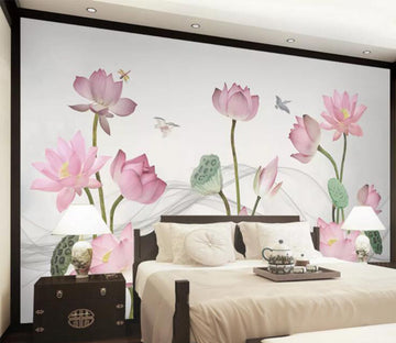 3D Lotus Bird WC2469 Wall Murals