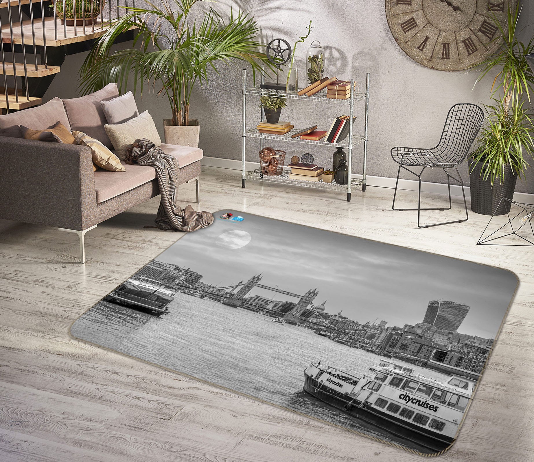 3D Bridge Building 6861 Assaf Frank Rug Non Slip Rug Mat