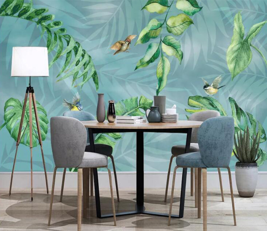 3D Bird Leaf WC2161 Wall Murals