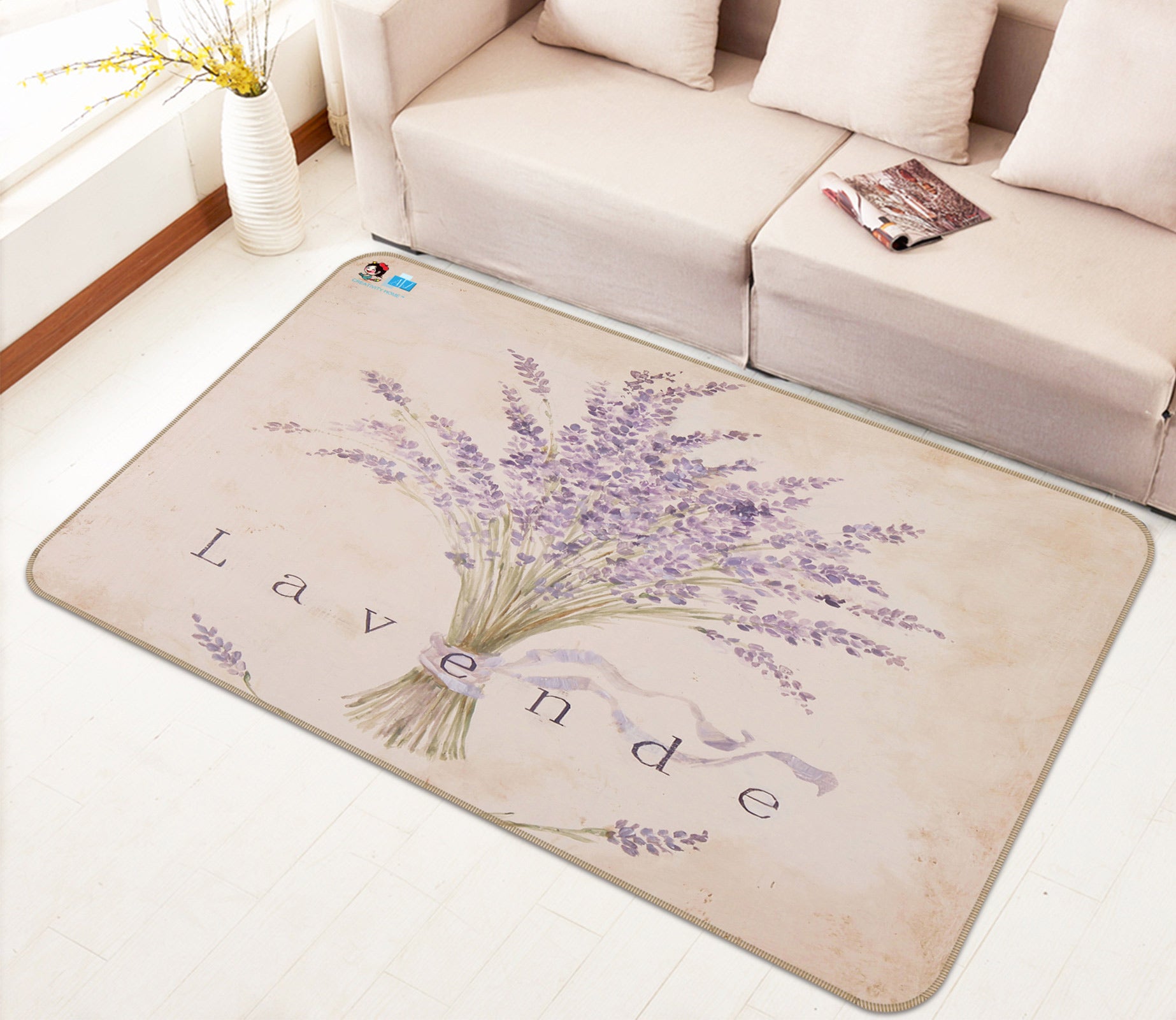 3D Purple Bouquet 1004 Debi Coules Rug Non Slip Rug Mat