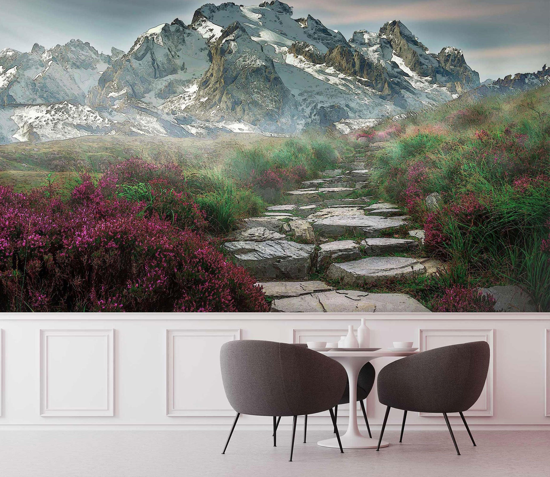 3D Mountains Grass Path 9146 Alius Herb Wall Mural Wall Murals