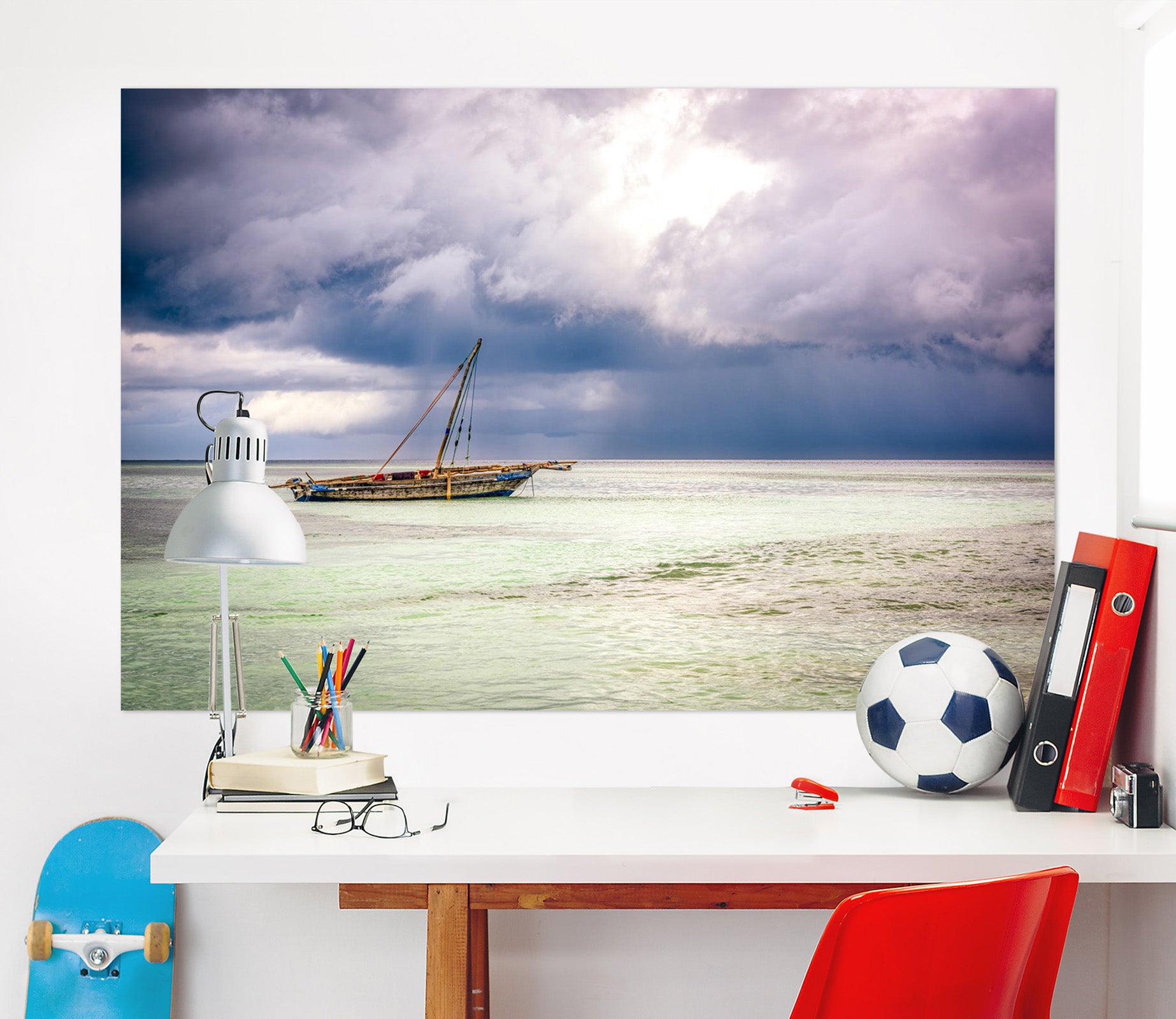 3D Storm Danger Ship 155 Marco Carmassi Wall Sticker