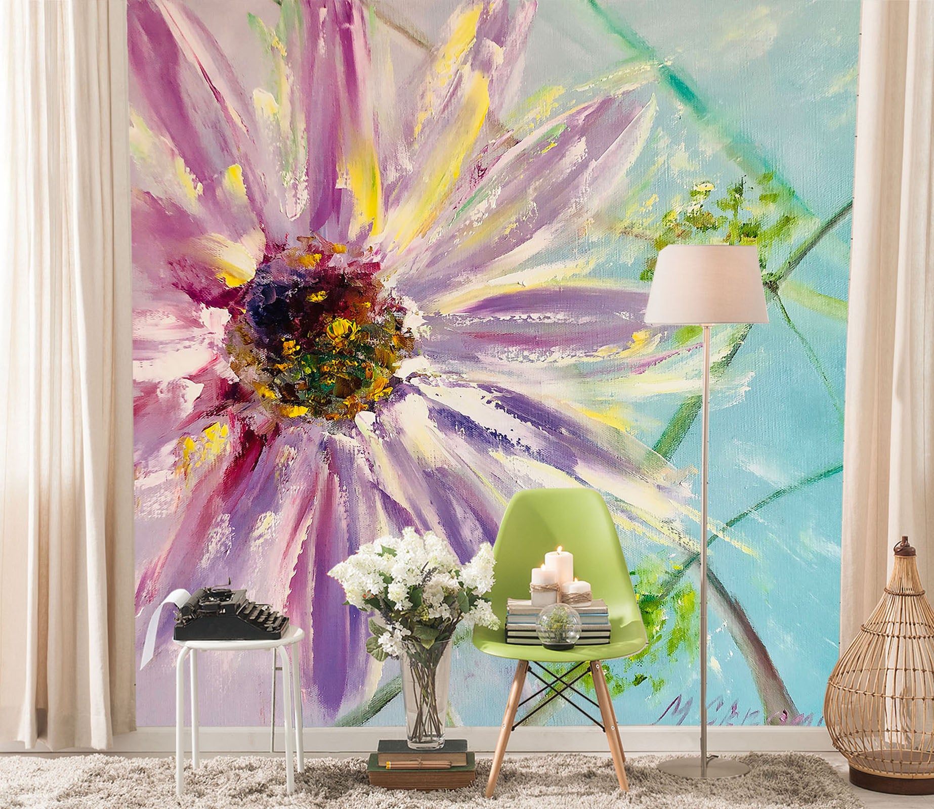 3D Purple Daisy Petals 211 Skromova Marina Wall Mural Wall Murals