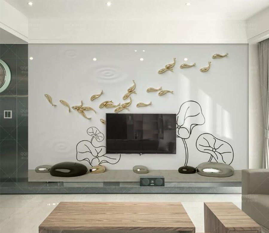 3D Golden Swimming Fish WC193 Wall Murals