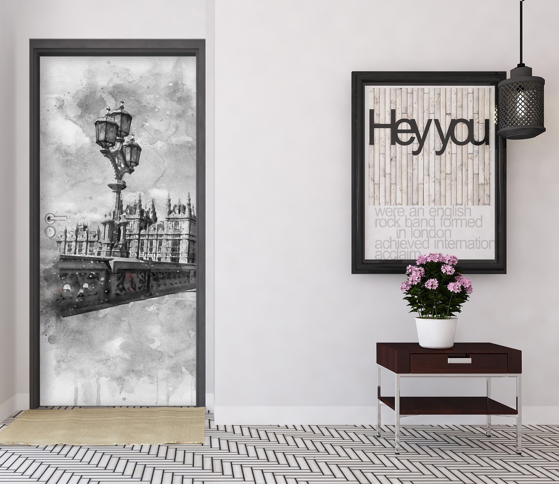 3D Gray Street Light Building 101172 Assaf Frank Door Mural