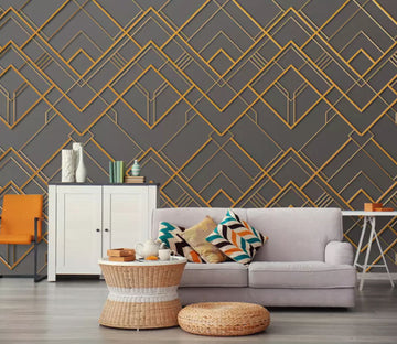 3D Golden Lines 2138 Wall Murals