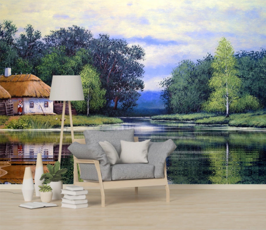 3D River House WC1095 Wall Murals