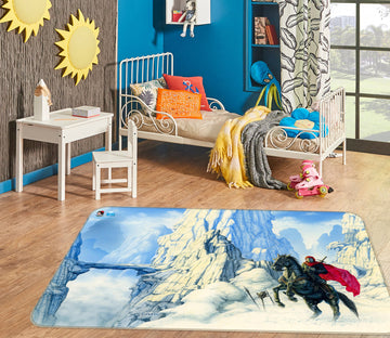 3D Knight Snow 753 Ciruelo Rug Non Slip Rug Mat