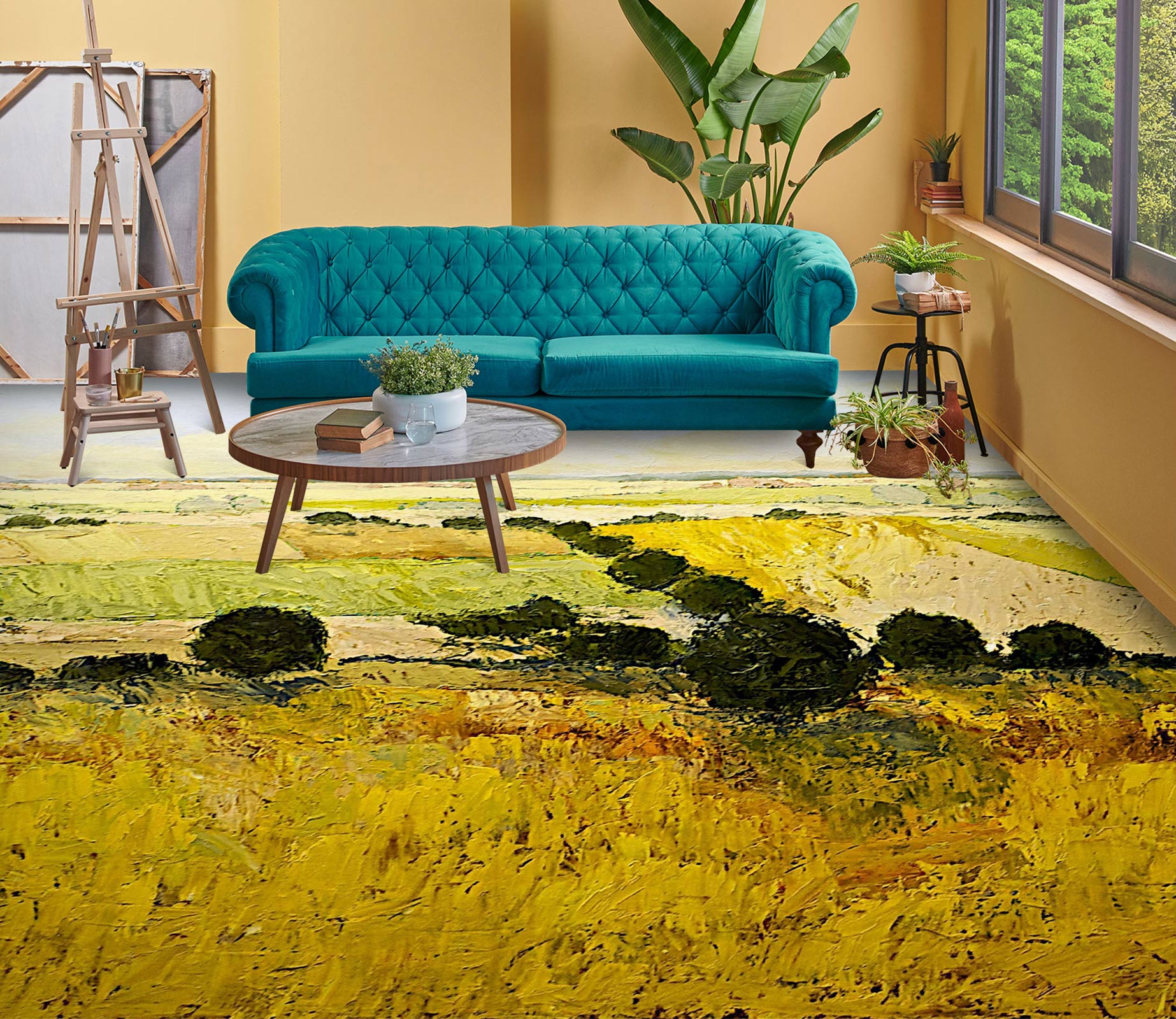 3D Golden Grass 9521 Allan P. Friedlander Floor Mural  Wallpaper Murals Self-Adhesive Removable Print Epoxy