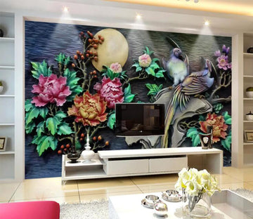 3D Moon Peony WC1031 Wall Murals