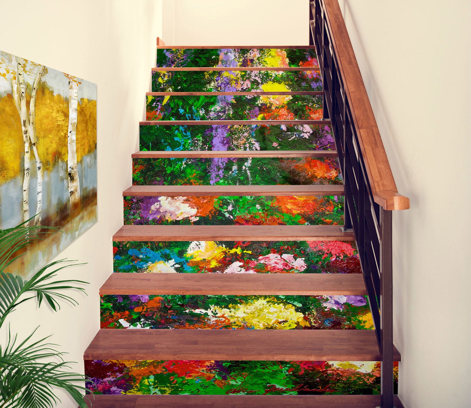 3D Painting Colorful Flowers 9025 Allan P. Friedlander Stair Risers