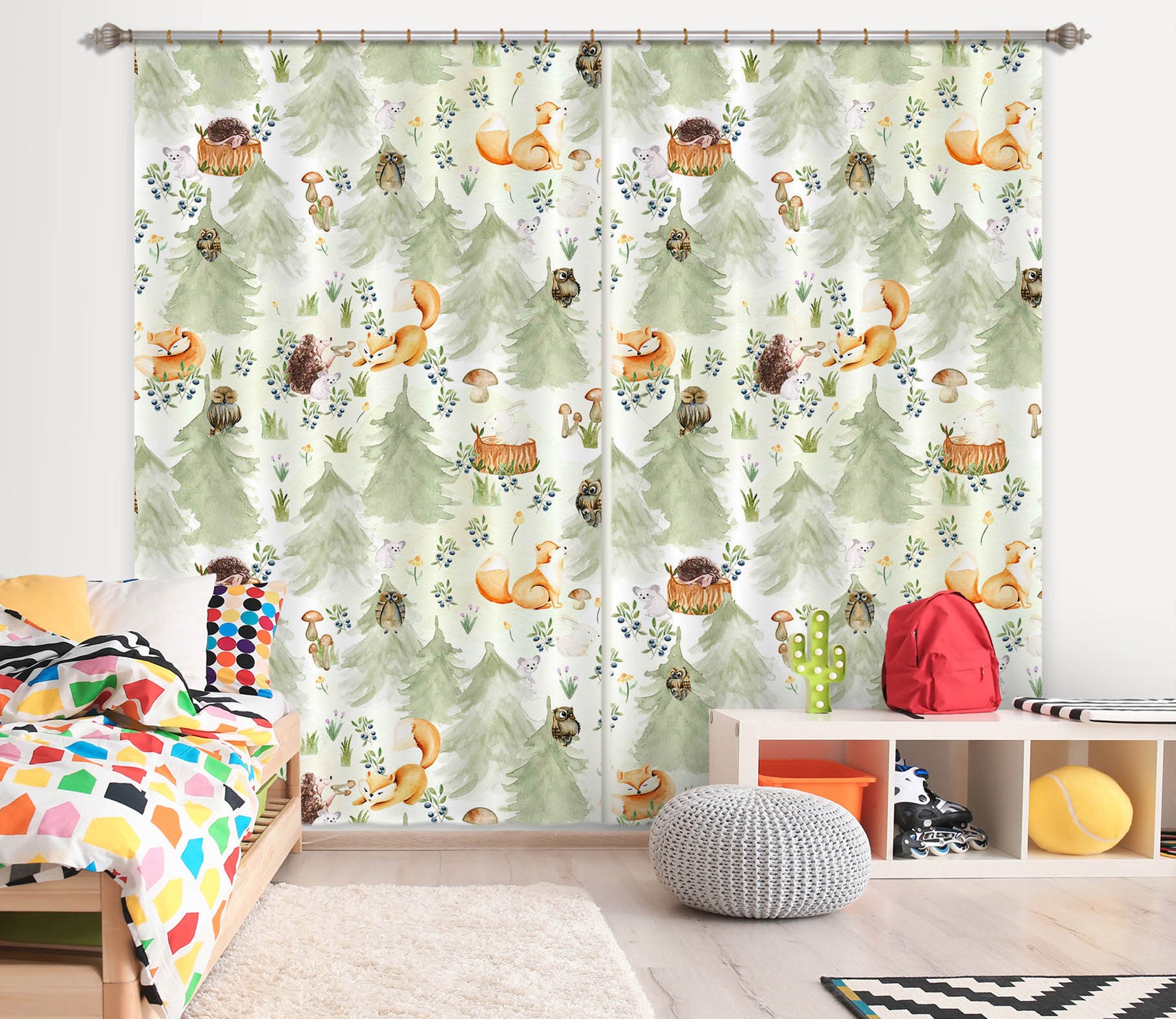 3D Fox Mushroom 108 Uta Naumann Curtain Curtains Drapes