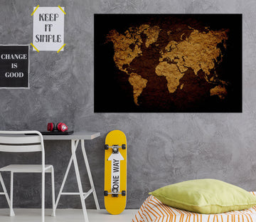 3D Golden Shadow 207 World Map Wall Sticker