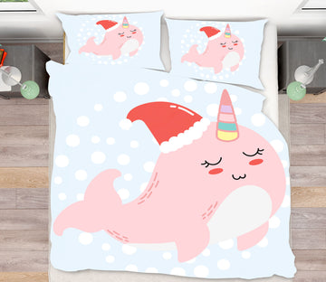 3D Pink Whale 64018 Bed Pillowcases Quilt