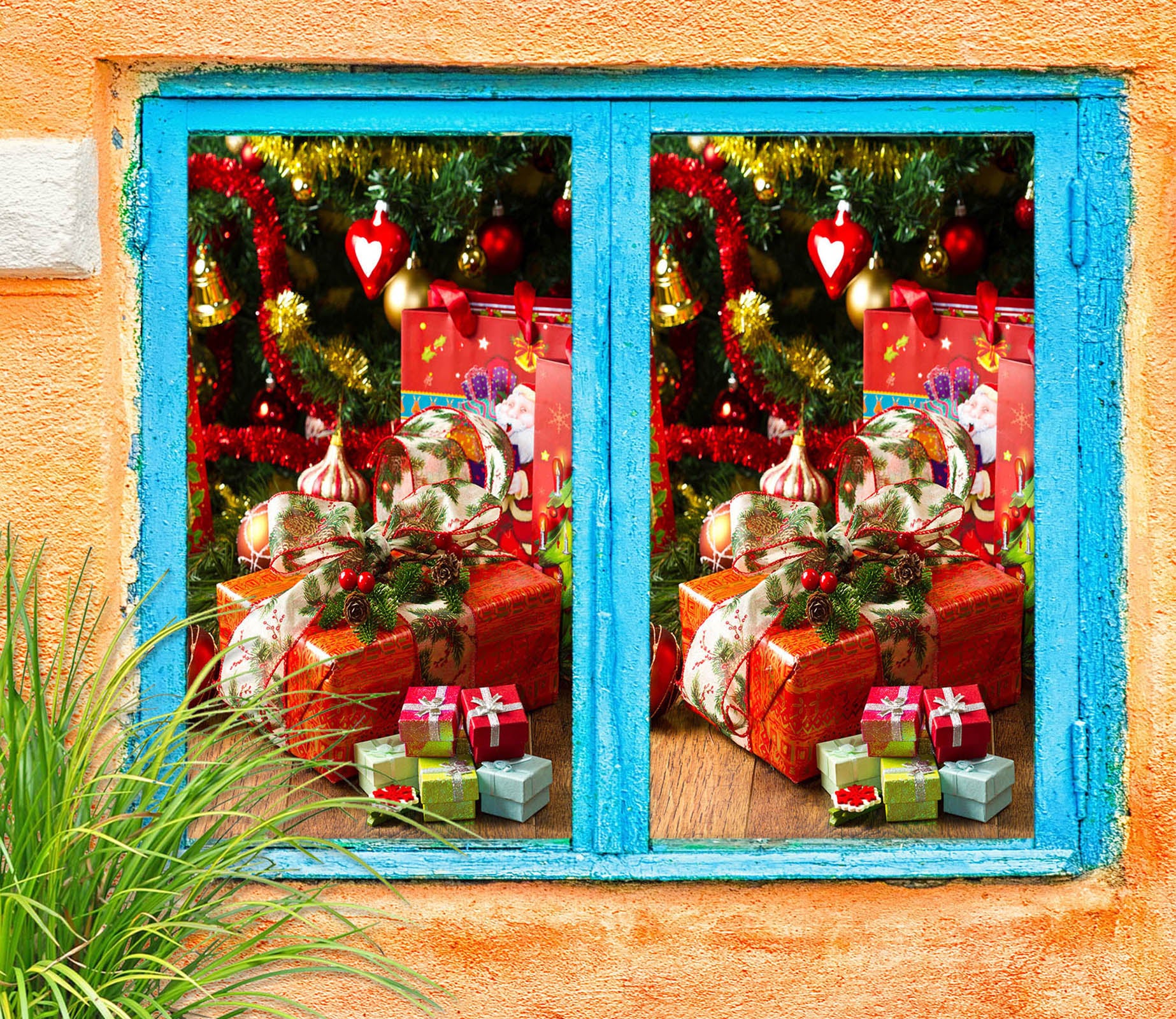 3D Christmas Gift 30010 Christmas Window Film Print Sticker Cling Stained Glass Xmas