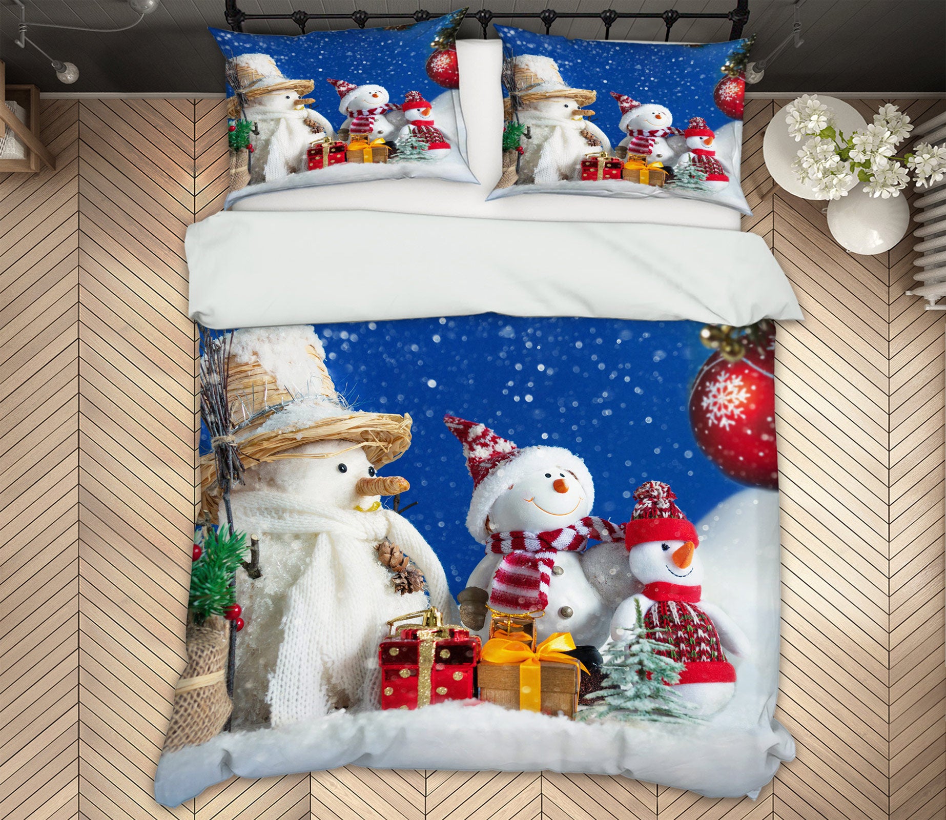 3D Snowman Doll 52197 Christmas Quilt Duvet Cover Xmas Bed Pillowcases