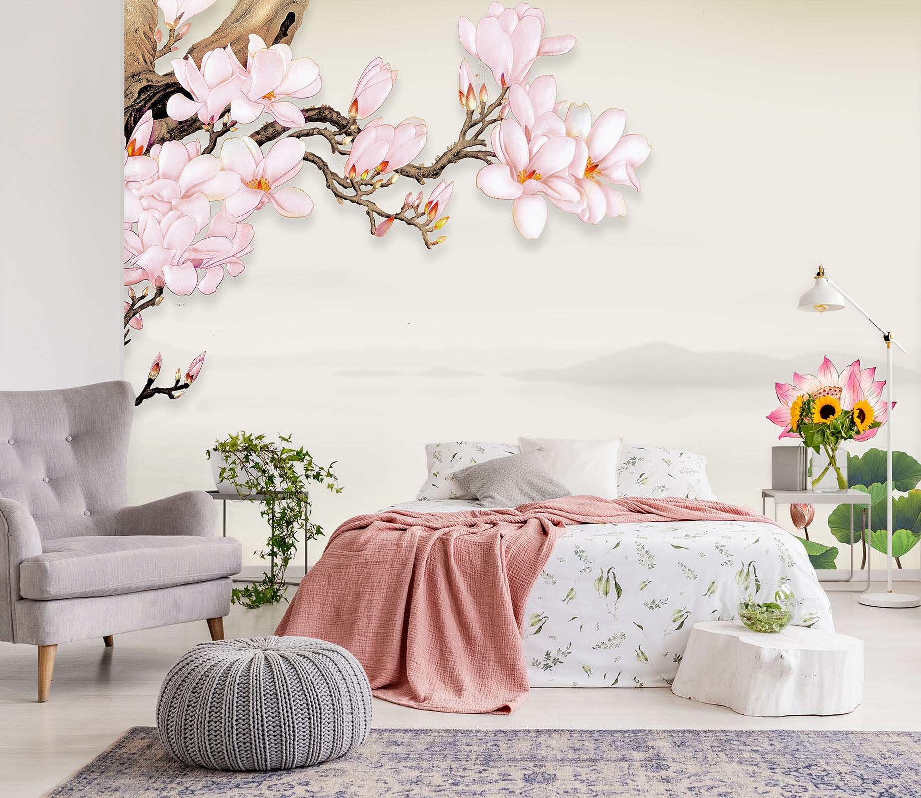 3D Branch Flower 1484 Wall Murals