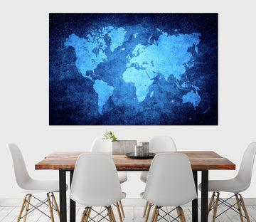 3D Blue World 129 World Map Wall Sticker