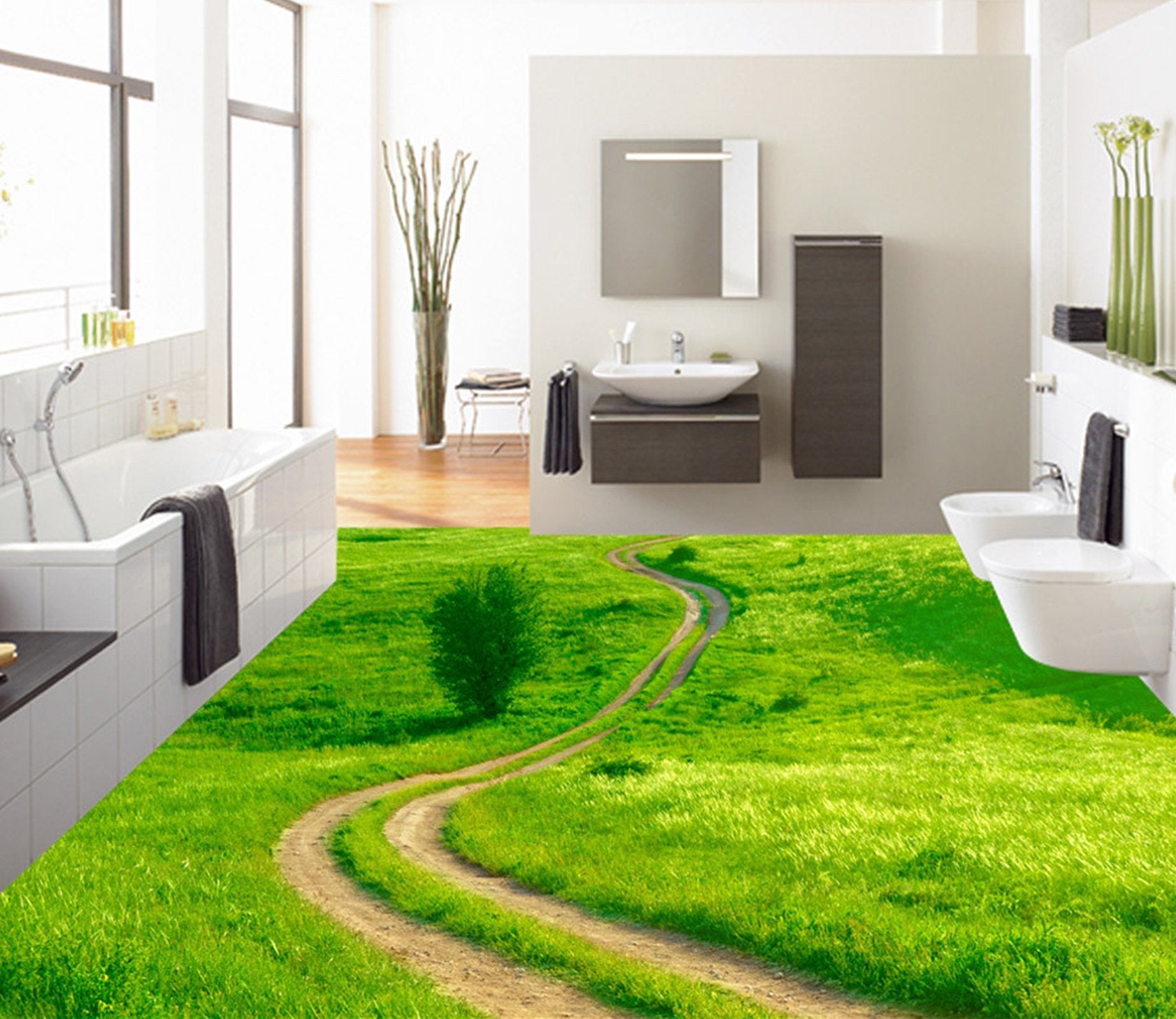 3D Grass Pathn WG370 Floor Mural Wallpaper AJ Wallpaper 2 