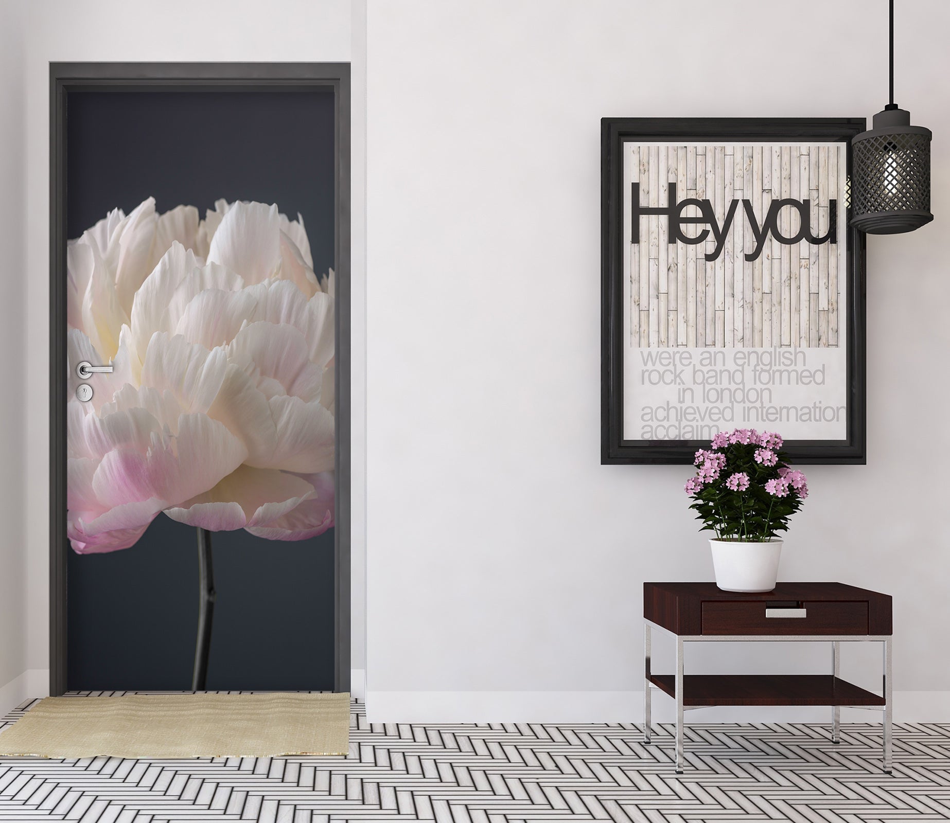 3D White Flowers 10632 Assaf Frank Door Mural