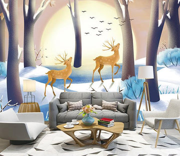 3D Deer Forest 595 Wall Murals Wallpaper AJ Wallpaper 2 