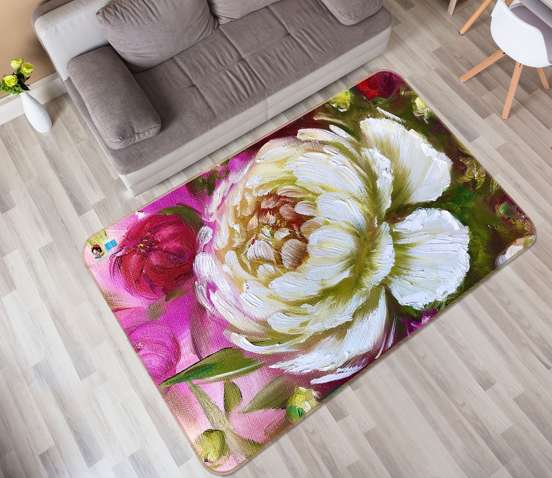 3D Hand Painted Flowers 1255 Skromova Marina Rug Non Slip Rug Mat