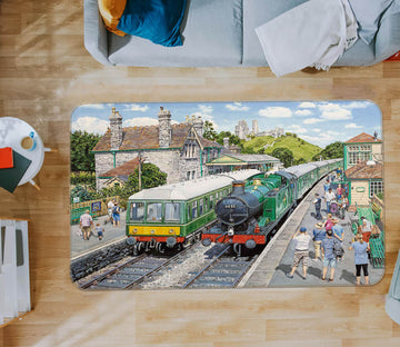 3D Corfe Castle Station 1065 Trevor Mitchell Rug Non Slip Rug Mat